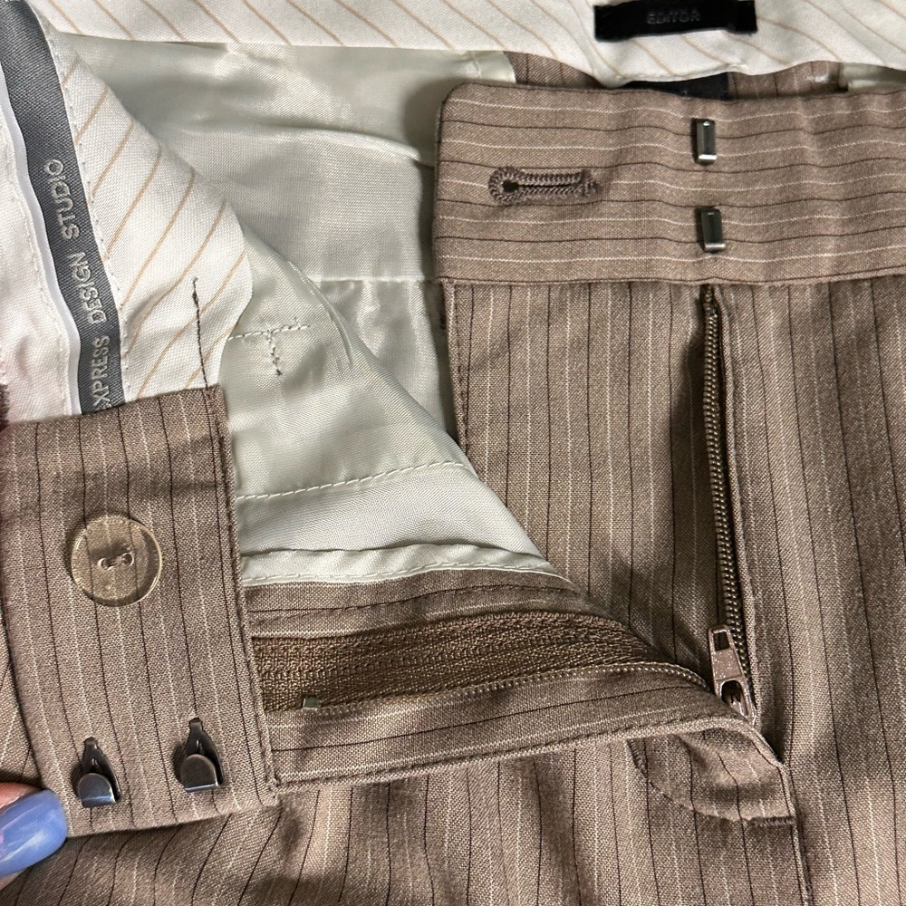 Express Design Studio Editor Size 4 Tan Pinstripe… - image 6